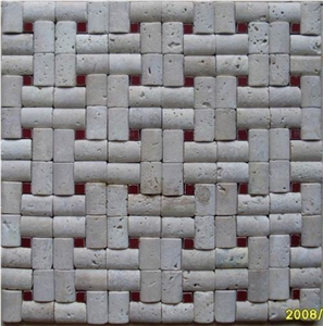 3d New Design Grey Tumbled Herringbone Travertine Mosaic Wall Tile