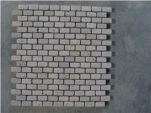 Popular Beige Tumbled Travertine Strip Wall Mosaic Tile