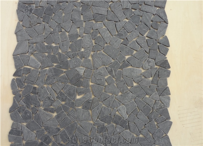 Popular Black Tumbled Limestone Randomshape Floor Mosaic