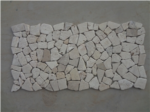 Popular Black Tumbled Limestone Randomshape Floor Mosaic