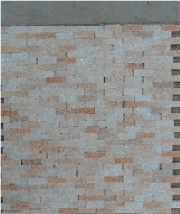 Popular Yellow Gold Marble Split Face Brick Mosaic Tile, Beige Marble Brick Mosaic