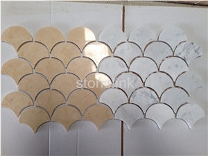 Cream Marfil Fan Mosaic 78x68mm