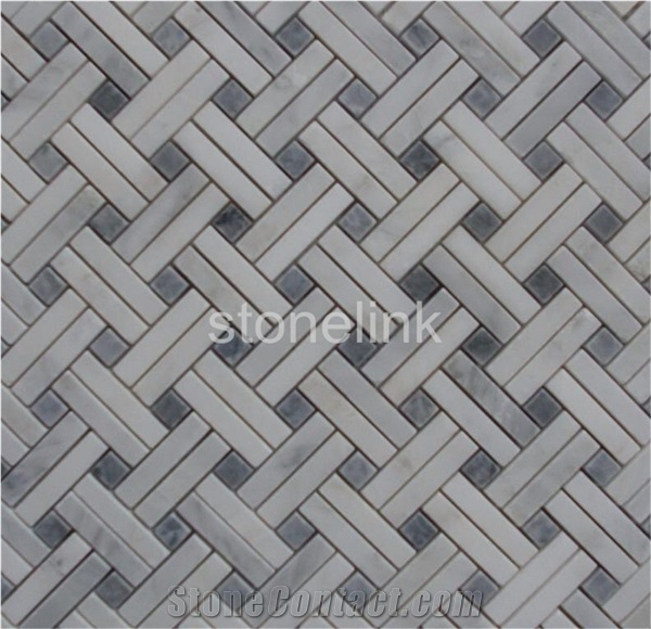 Eastern White + Grey Marble Basket Weave Mosaic