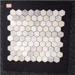 Eastern White Marble Hexagon Mosaic