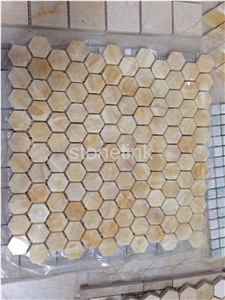 Honey Onyx Hexagon Mosaic