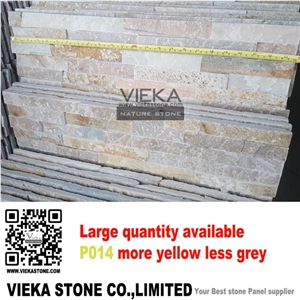 P014 Beige Slate More Yellow Less Grey Rectangle S Z Nature Cultured Stone Panel,Wall Panel,Ledge Stone,Veneer,Stacked Stone for Wall Cladding 60x15/40x10/35x18cm Decorative Format Tile