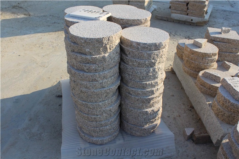 Garden Round Stone Paving Pallet Split Edges Natural Sides Cheap Price for Supermarket, White, Red, Yellow Colors