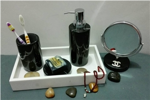 China Black Marble Bathroom Accessory, Soap Dish, Dispenser, Toothbrush Holders