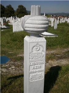 Bianco Sivec Marble Islamic Style Gravestones, White Marble Monument