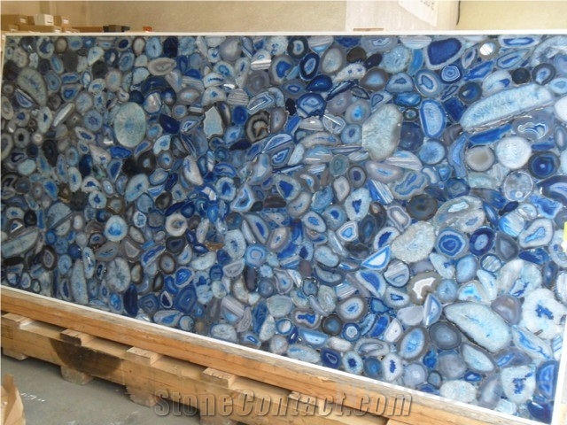 Blue Crystal Gemstone Slas &Tiles,Blue Crystal Semipresious Stone Wall Panel,Home Decor Transparent Stone Tile