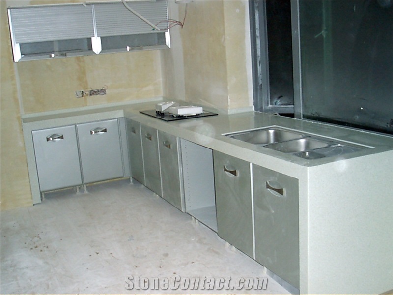 Manmade White Galaxy Quartz Stone Kitchen Countertop/Engineered Stone Tops
