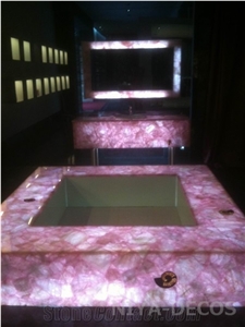 Pink Crystal Gemstone,Pink Crystal Semipresious Stone Wall Panel,Home Decor