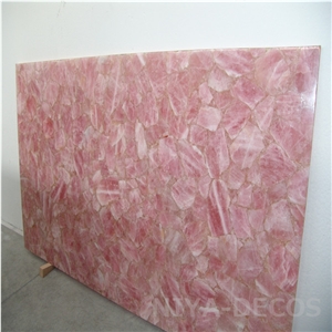 Pink Rose Semipreous Stone Transparent Tile /Pink Gemstone High Quality for Hotel Design