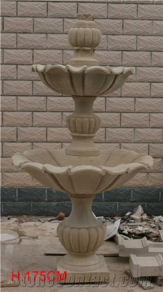 Fargo China Beige Sandstone Garden Fountains, Beige Sandstone Sculptures Exterior Fountains