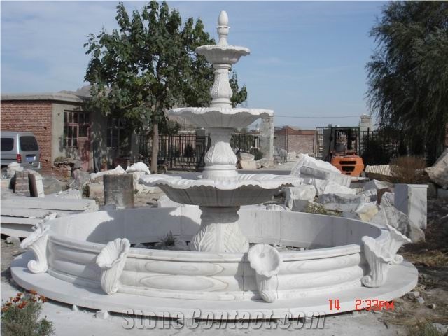 Fargo Fangshan White Marble Sculptured Fountains, Chinese White Marble Exterior Garden Fountains