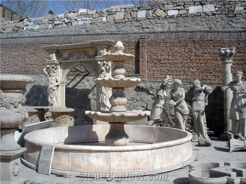 Fargo Fangshan White Marble Sculptured Fountains, Chinese White Marble Exterior Garden Fountains