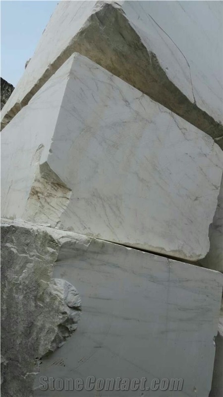 White Marble Block , China White Marble, White with Grey Viens, White Marble Block.