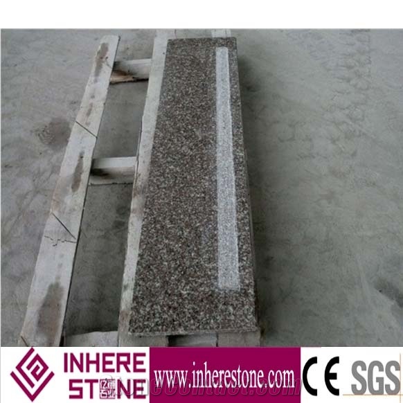 G664 Pink Granite Stair, Polished Surface Step, Anti-Slip Strip Stair Thread