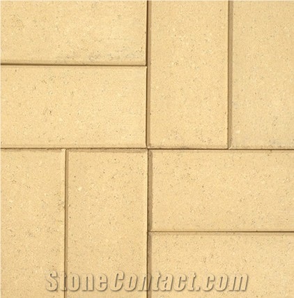 Bevel Pave Concrete Pavers Limestone, Beige Limestone Cube Stone, Pavers, Floor Covering