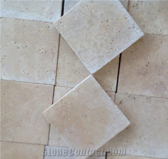 Classic Travertine Pavers 150x150x30mm, Beige Travertine Cube Stone, Floor Covering Australia