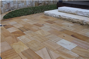 Teakwood Sandstone Pavers Tiles 300x300x30mm, Yellow Sandstone Patio Pavers, Paving Tiles