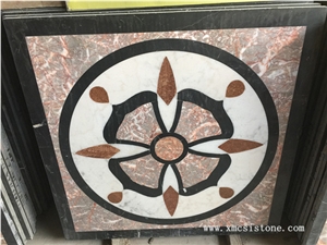 China Agate Red Marble Mix Black Marble & White Marble Waterjet Medallions Butterfly Shaped for Interior Stone Flooring-06