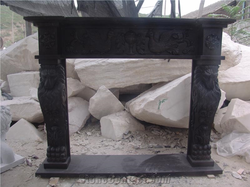 Black Marble Fireplace, Fireplace Mantel, Fireplace Hearth