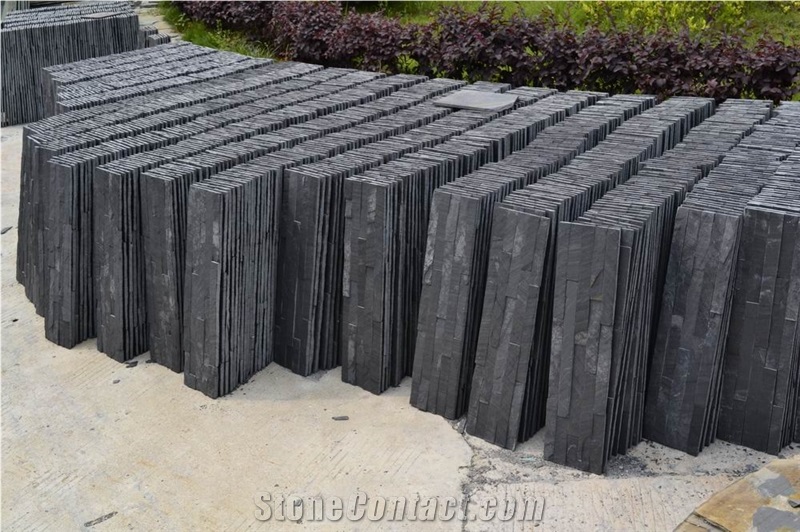 Black Slate Culture Stone,China Slate Stone Veneer, Black Mosaic Granite Slate Tiles & Slabs