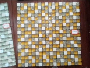 Chinese Glass Mixed Marble Mosaic Tile/Pattern/305*305*4/6/8mm/Customized Size/Interior Decoration for Kitchen/Bathroom/Pool/Tile/Pattern/305*305*4/6/8mm