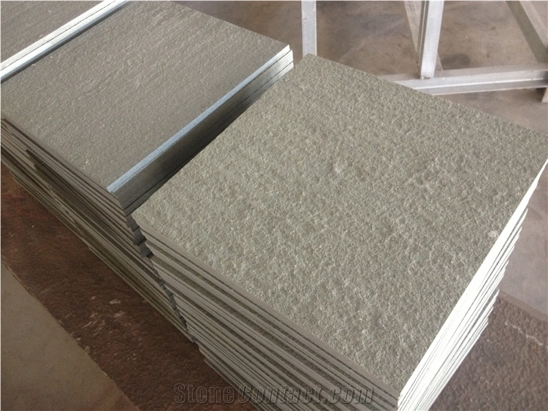 Green Sandstone Tiles, China Sandstone Cut to Size Tiles/Flooring/Covering