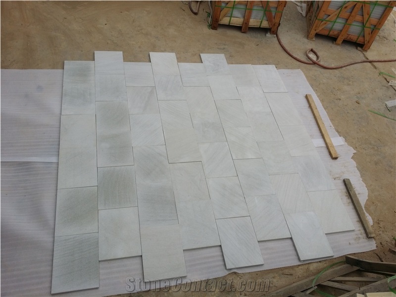 Grey White Sandstone Slabs & Tiles, China Grey Sandstone