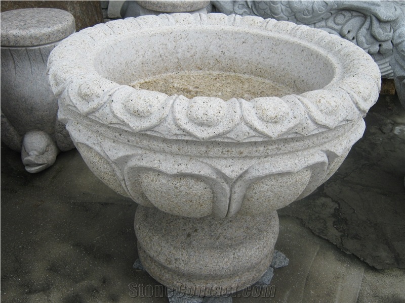 Outdoor Granite Flower Pots, G603 White Granite Flower Pots