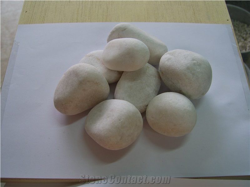 Pure White Pebbles Stone,China 30mm-50mm Polished White Pebble Stones
