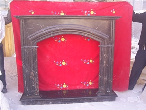 Western Style Fireplace, China Beige Marble Fireplace