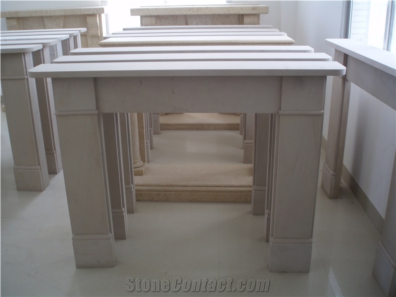 White Marble Stone Fireplace, Fireplace Mantel