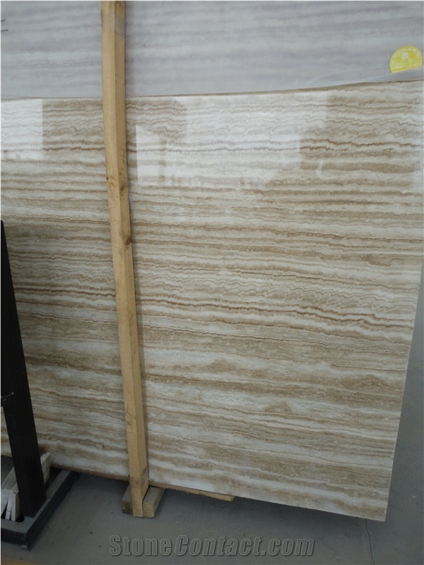 Wooden White Travertine Slabs, China White Travertine