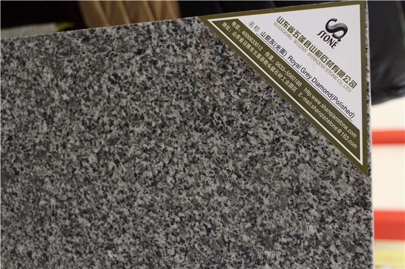 Xiamen China Chinese Royal Grey Diamond Granite Slabs & Tiles Paver Cover Flooring Honed Vein and Cross Cut Different Patterns
