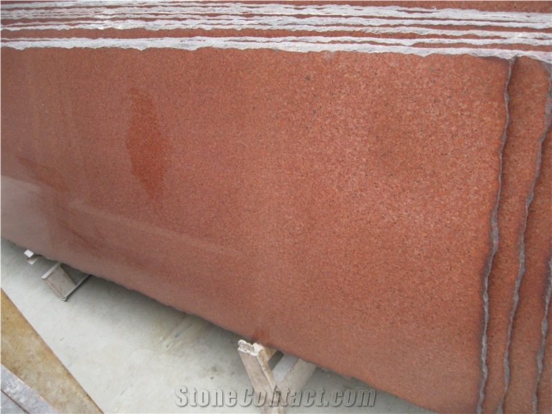 Xiamen China Red (G681 Dyeing Slab) Granite Slab Tile Paver Cover Flooring Polished Honed Flamed Split Cross & Vein Cut Patterns