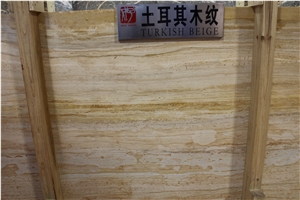 Xiamen China Turkish Wooden Beige Marble Slab Tile Paver Cover Flooring Polished Honed Flamed Split Cross&Vein Cut Patterns