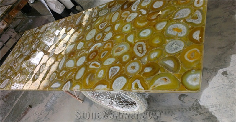 Yellow Agate Semiprecious Stone/Gem Stone Tiles & Slabs, Beautiful Decorative Semiprecious Stone/Gem Stone