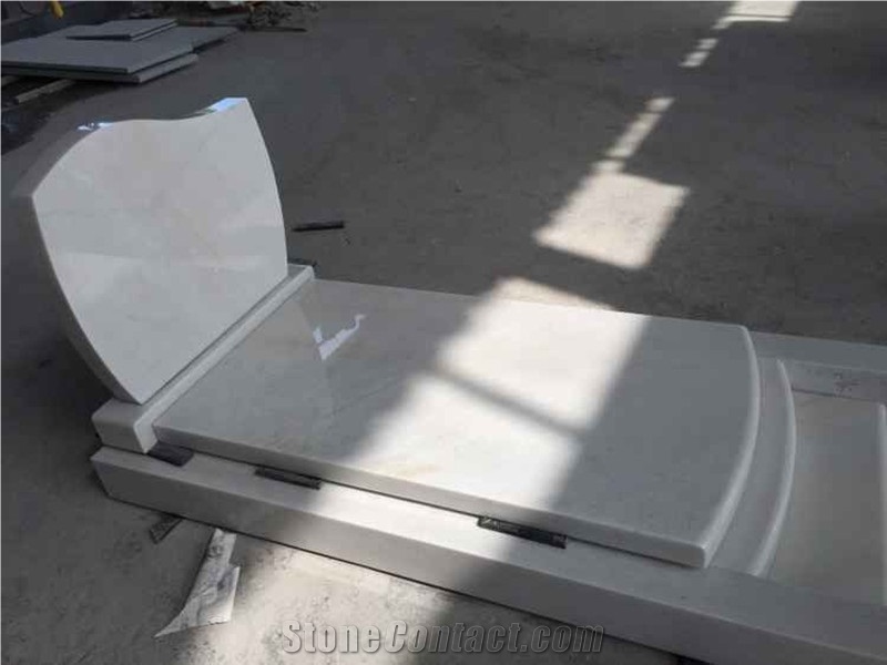 China Top Design Natural Polished Snow White Marble Tombstone & Monument