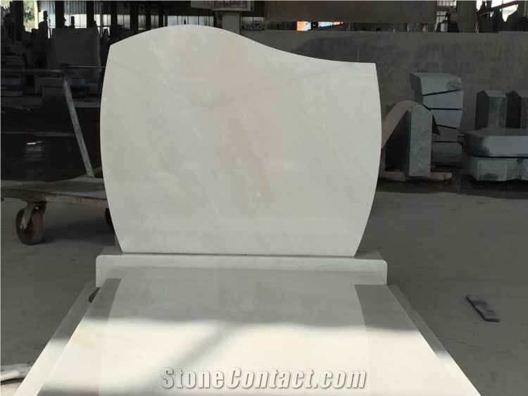 China Top Design Natural Polished Snow White Marble Tombstone & Monument