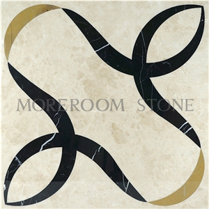 Artistic Inset Marble Composited Waterjet Marble Tile Floor Medallions