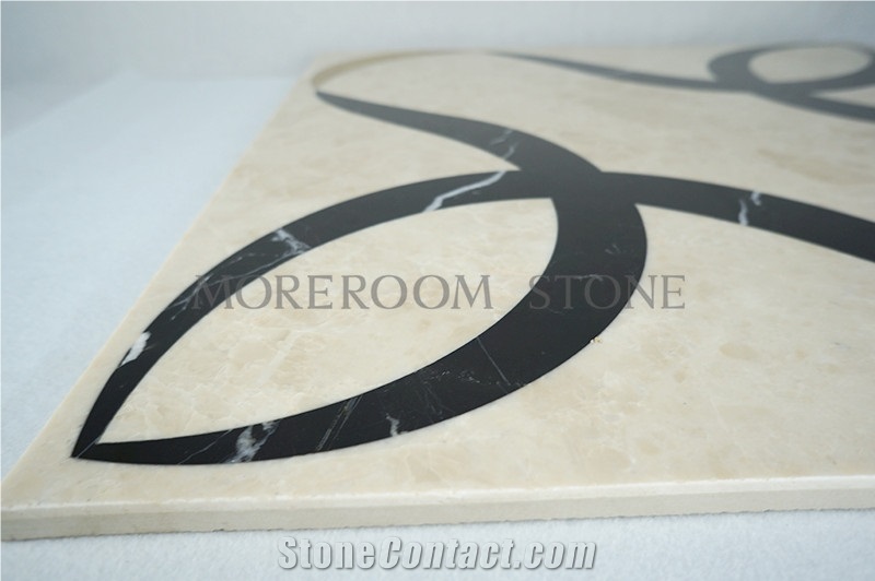 Artistic Inset Marble Composited Waterjet Marble Tile Floor Medallions