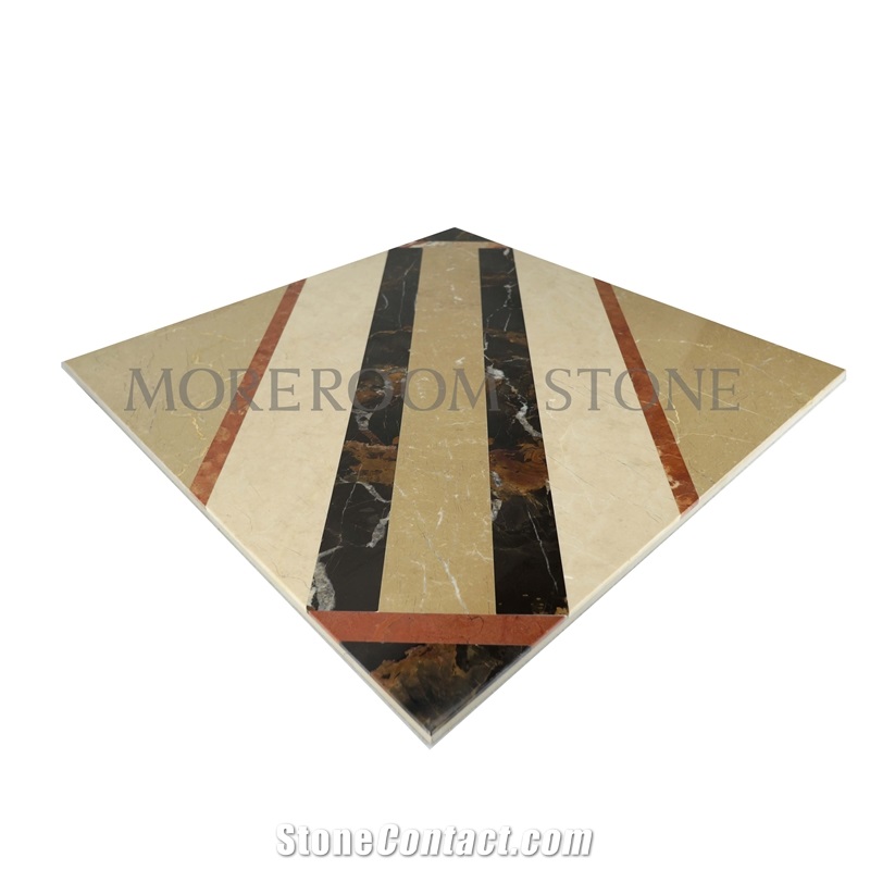 Australia Queensland Golden Beige Composited Marble Floor Tile Composited Medallion