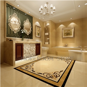 Chinese Marble Supplier Turkish Marble Price Magnolia Beige Water Jet Medallion Marble Floor Laminate Stone Tiles Polished Laminated Marble
