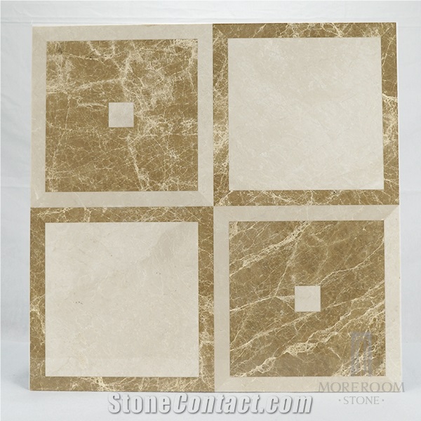 Cream Marble,Thin Laminated Marble Medallion Flooring Tile