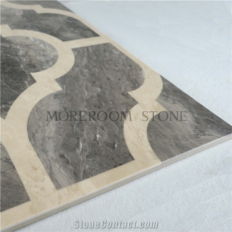Dark Grey Marble Water-Jet Medallion,Flooring-Ceramic Back Laminated Marble
