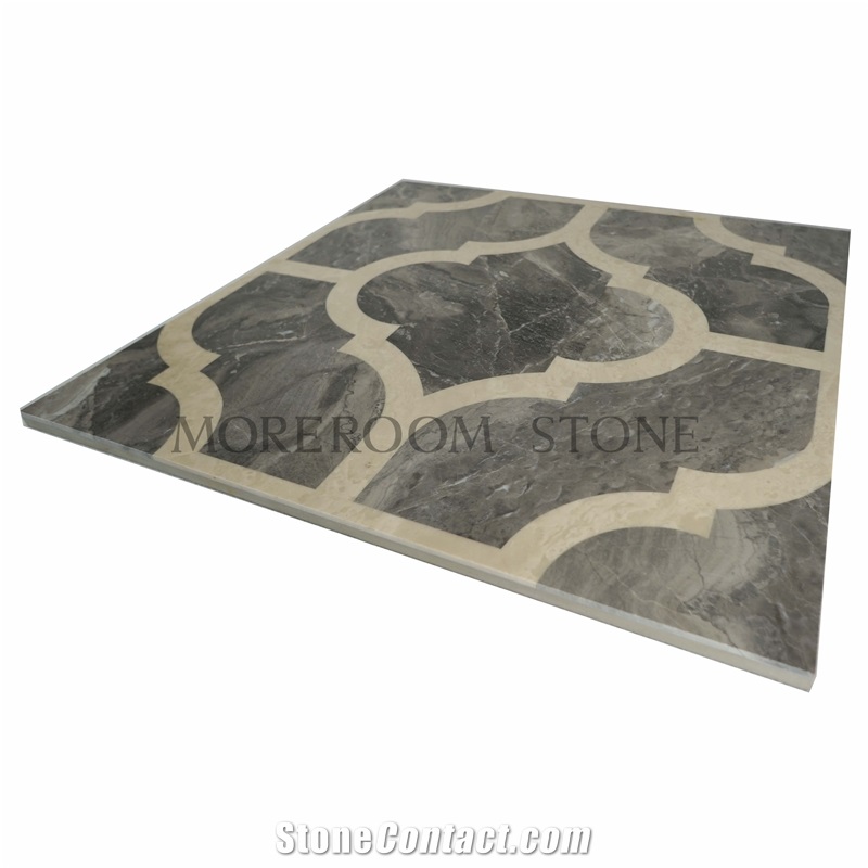 Dark Grey Marble Water-Jet Medallion,Flooring-Ceramic Back Laminated Marble