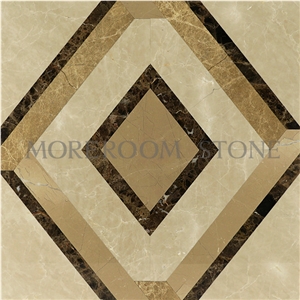 Emperador Light Marble Composite Marble Waterjet Medallions Panel